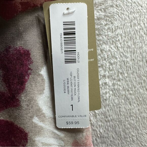 Chico’s Cozisoft Floral Pullover Tunic Top Mock Neck Women’s M (1) New With Tags - Picture 5 of 9